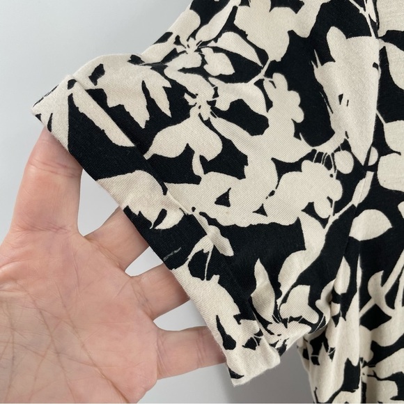 J. Jill Dark Brown Ivory Floral Pima Cotton Blend Pockets Button Detail Dress - Picture 4 of 15